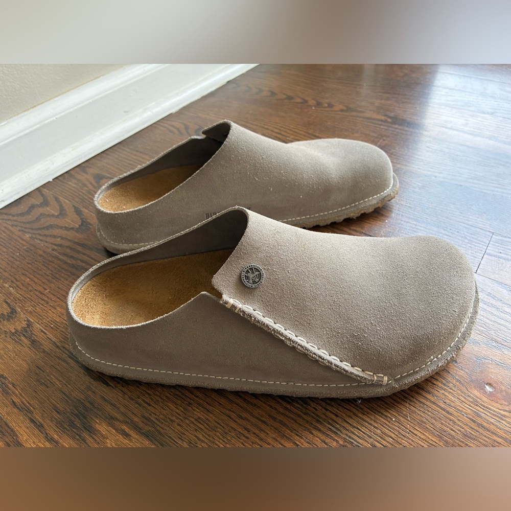 Birkenstock Taupe Suede Slip-On Mule Clogs